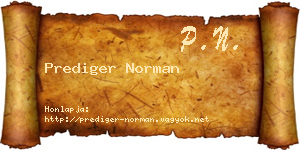 Prediger Norman névjegykártya
